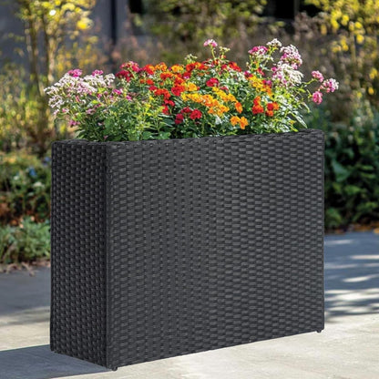 LEWIS&WAYNE Large Rectangular Block Planter Box Handmade Wicker Tall Planters for Outdoor Plants
