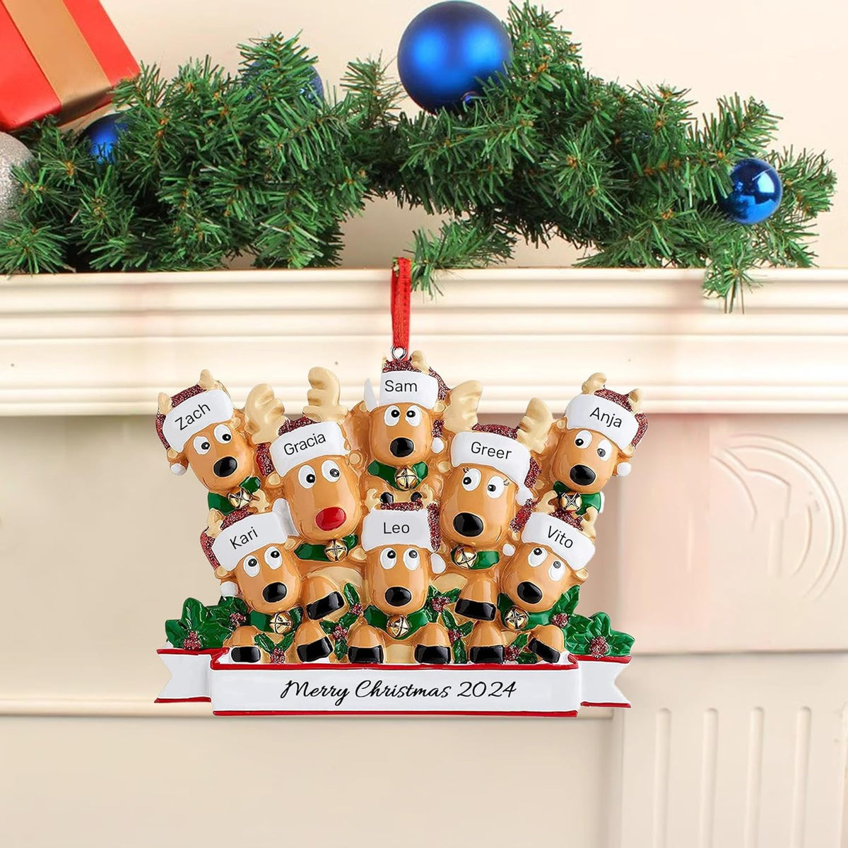 Personalized Christmas Ornaments 2025, Custom Reindeer Family Ornaments for Trees with Names