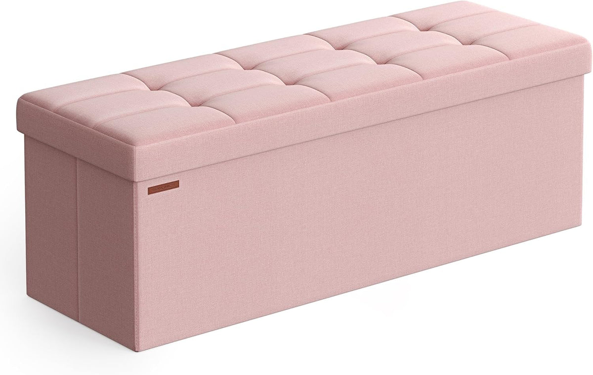 SONGMICS MAZIE Collection - 43 Inches Folding Storage Ottoman Bench, Ottoman Foot Rest, End of Bed