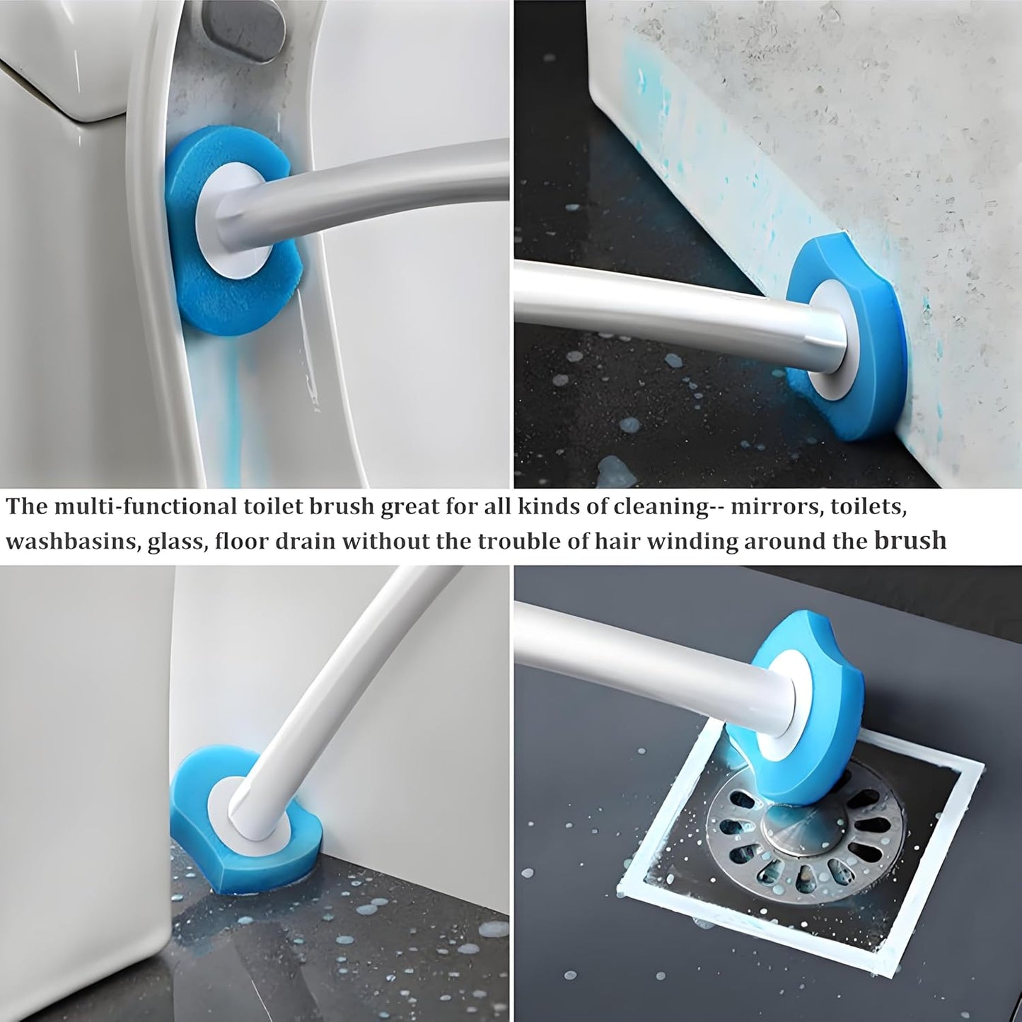 Disposable Toilet Brush with 40 Wand Refill Heads - KIRIKIT Wall-Mounted Toilet Brush and Holder