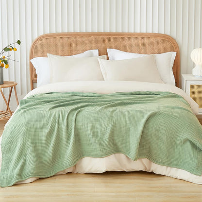 EMME Cotton Throw Blanket for Couch Soft Airy Muslin Bed Blankets Lightweight Breathable Blanket