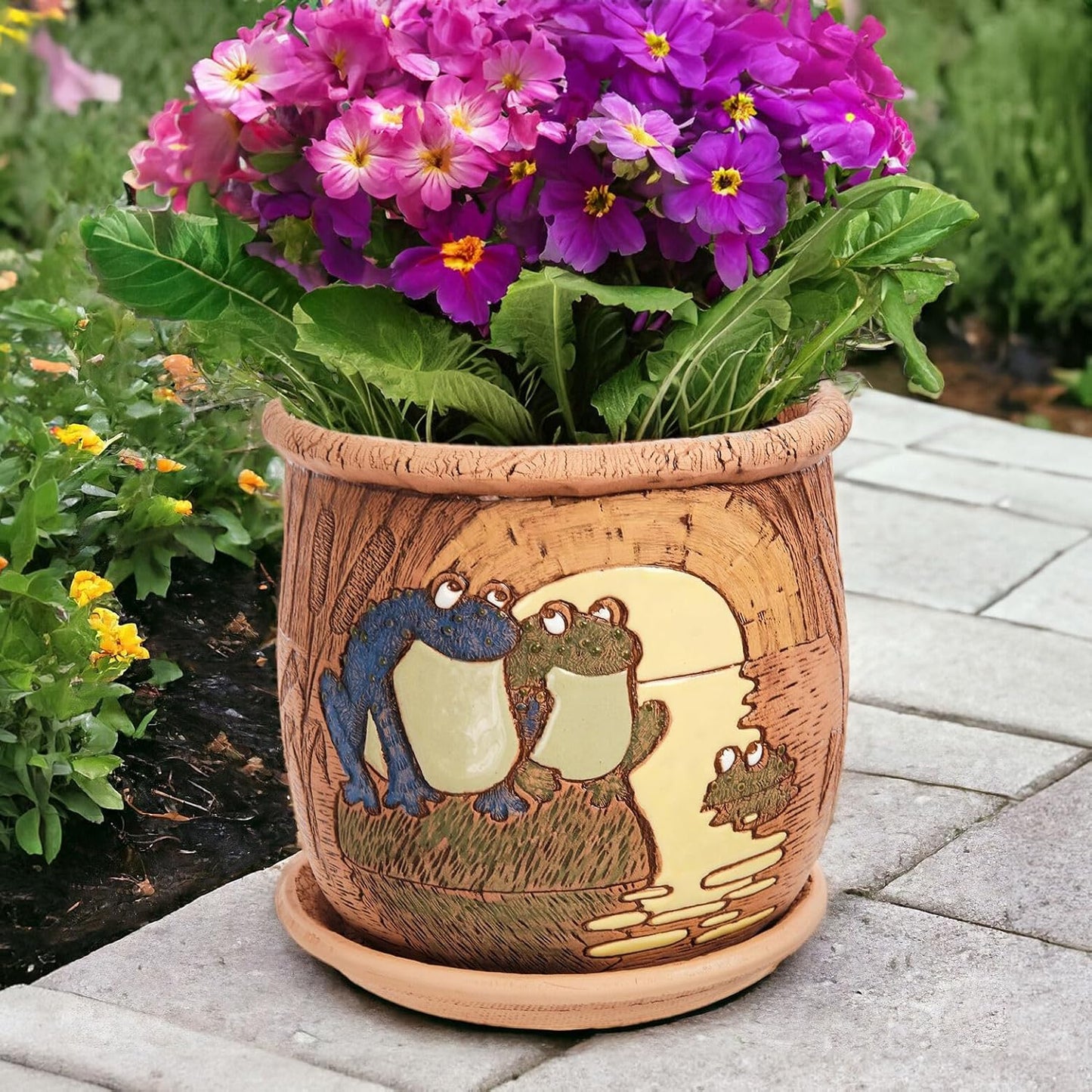 Ceramic Pot with Drainage Hole and Saucer, Plant Pots, Modern Decorative Planters for House Plants