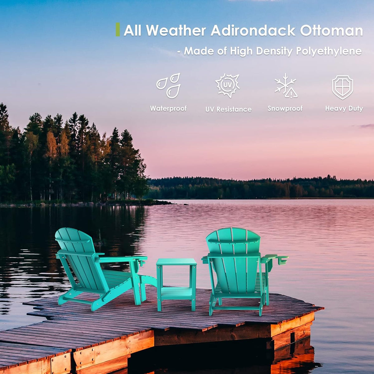 GREENVINES Adirondack-Ottoman | HDPE Plastic | Outdoor Footrest | All Weather | Foot Rest | Foot