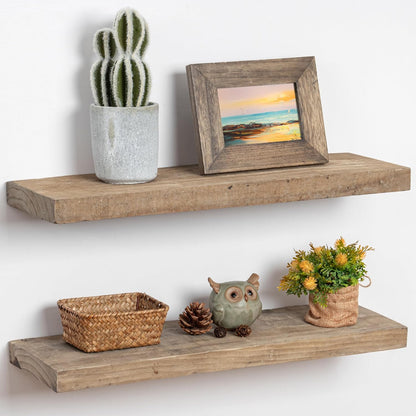 Floating Shelves, 8 Inch Deep Rustic Solid Reclaimed Wood Wall Shelves for Storage, Wall Mounted