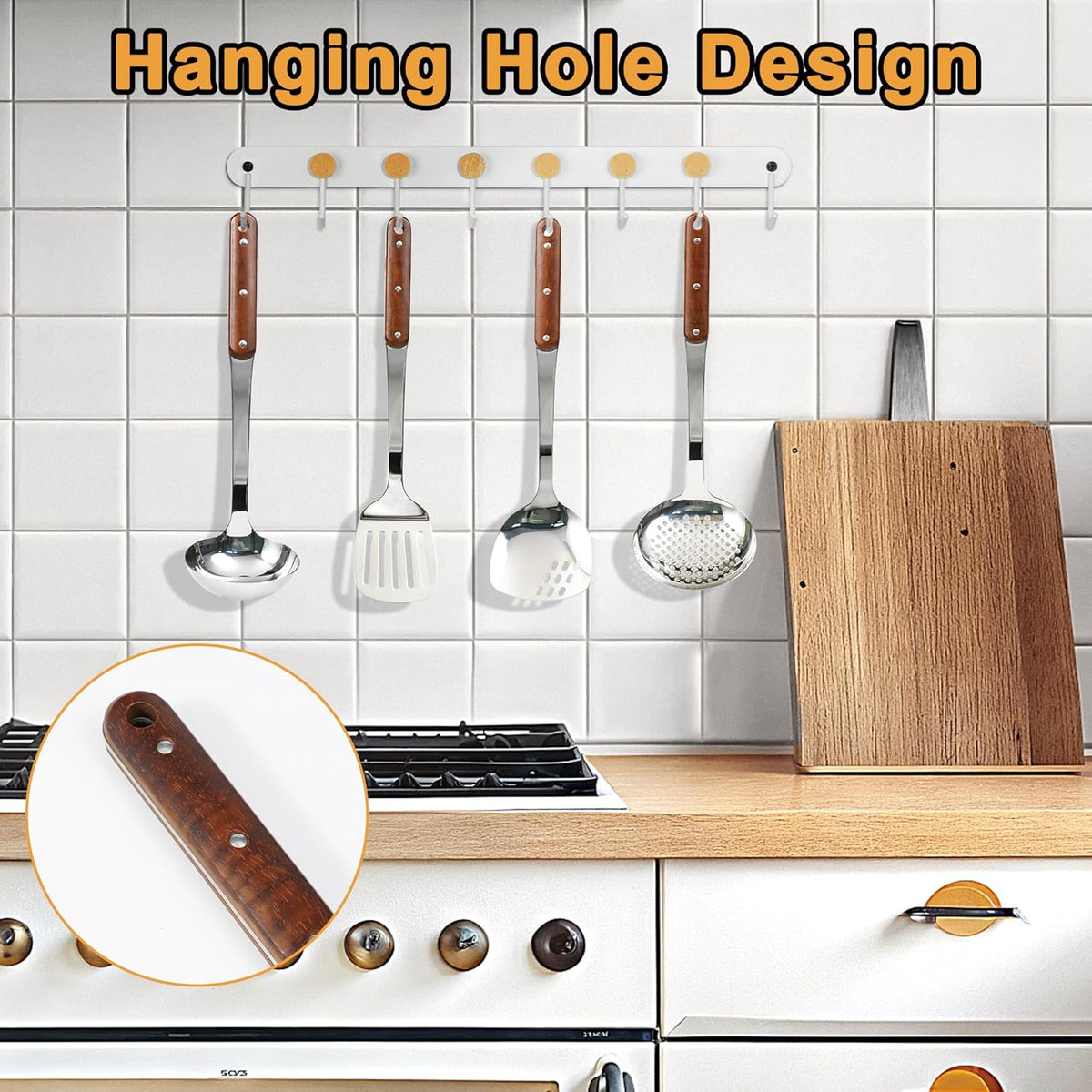 FJNATINH Stainless Steel Wok Spatula,Slotted Spatulas,Ladle,Skimmer Ladle Tool Set,Mirror Polished