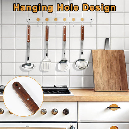 FJNATINH Stainless Steel Wok Spatula,Slotted Spatulas,Ladle,Skimmer Ladle Tool Set,Mirror Polished