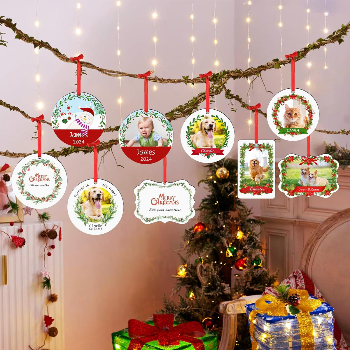 Personalized Christmas Ornament 2025 - Custom Dog Photo & Name, 1st Xmas Gift for Pet Lovers