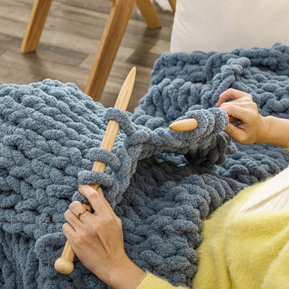 WESHIONGOO Chunky Knit Blanket Throw 40"×40" Knitted Throw Blankets for Couch Bed Fluffy Soft