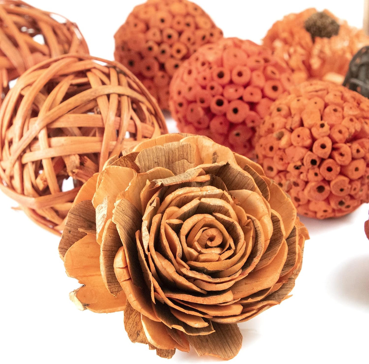ANDALUCA Orange Decorative Vase Filler Bag with Mini Pumpkins, Orbs, Balls & Flowers Bowl Filler
