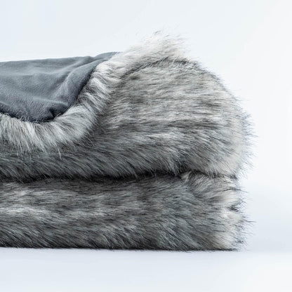 BATTILO HOME Silver Grey Faux Fur Throw Blanket for Couch, Bed, Fake Fur Blankets & Throws, Thick