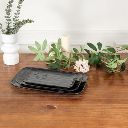 vicrays Ceramic Rectangle Serving Platters - 14" 12" 10" Porcelain Serving Trays Plates for Party
