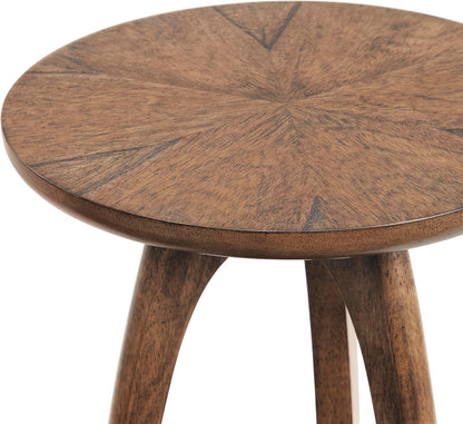 Martin Svensson Home Round Wood Nutmeg Brown Living Room End Side Accent Table Nightstand with