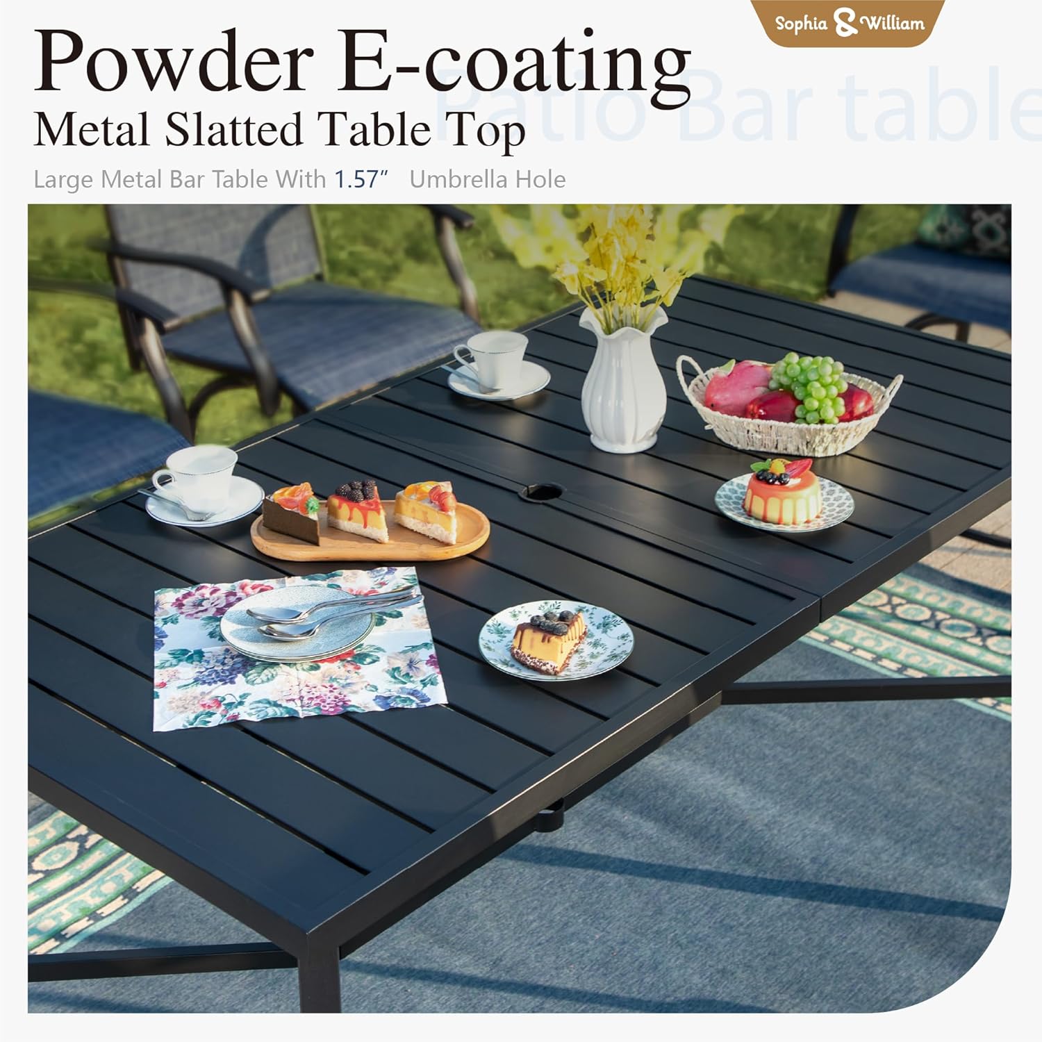 Sophia & William Outdoor Bar Set, Patio Bar Table and Chairs Set, Bar Height Patio Set - 4 x Swivel