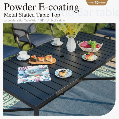 Sophia & William Outdoor Bar Set, Patio Bar Table and Chairs Set, Bar Height Patio Set - 4 x Swivel
