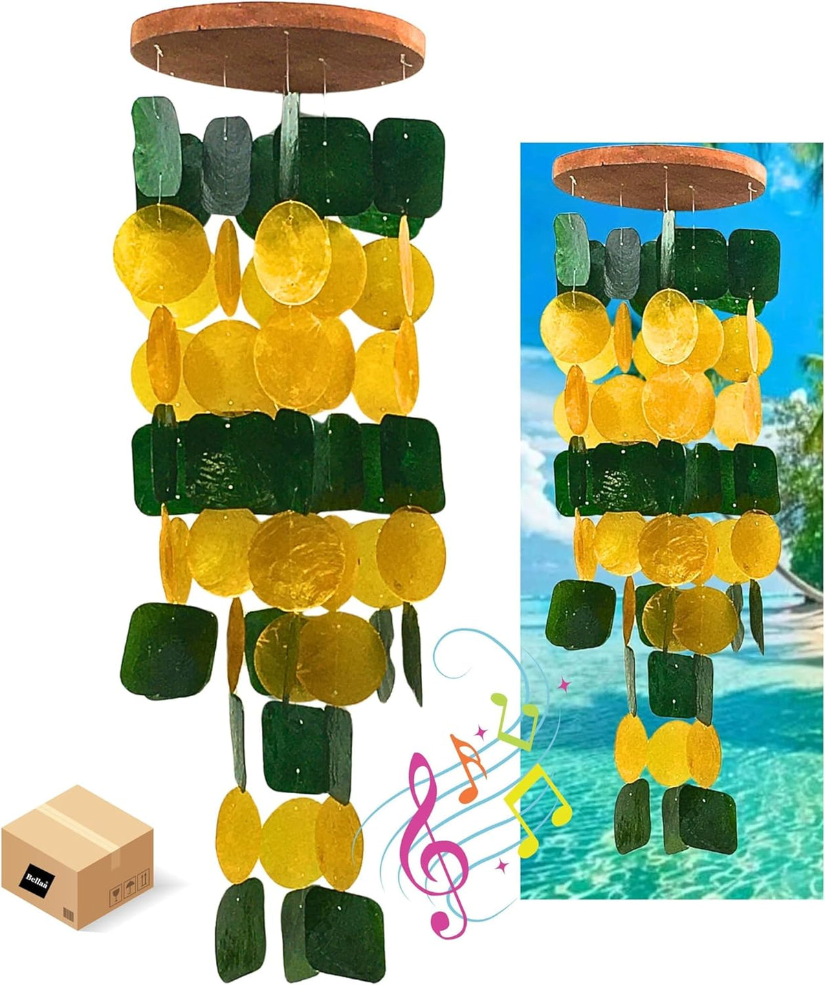 Bellaa 24896 Wind Chimes Outdoor, Garden Decorations, Musical, Indoor/Outside Windchimes, Beach
