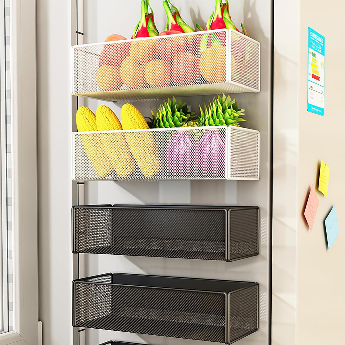 Magnetic Basket Organizer Holder for Fridge Magnetic Storage Bin Box Containers for Refrigerator