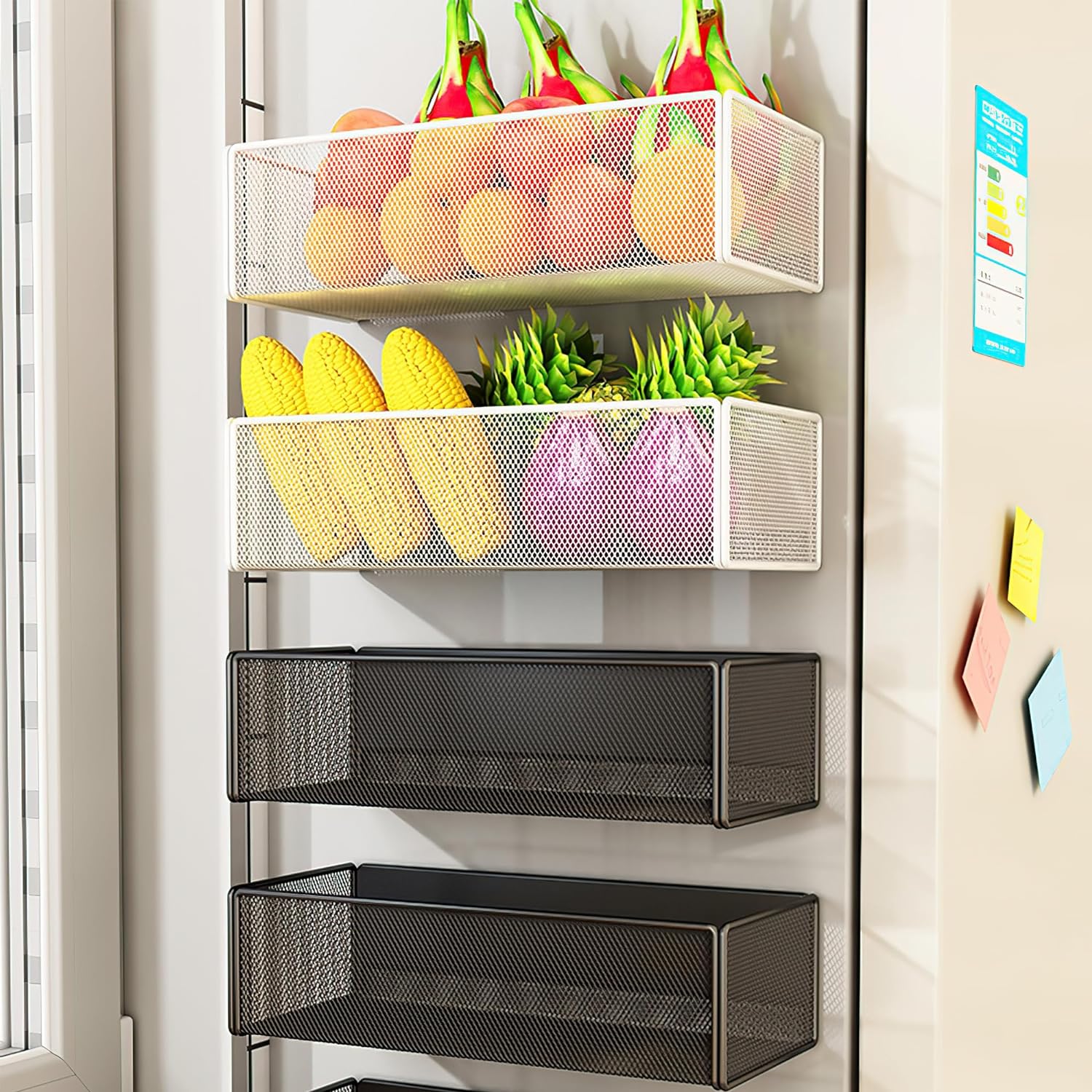 Magnetic Basket Organizer Holder for Fridge Magnetic Storage Bin Box Containers for Refrigerator