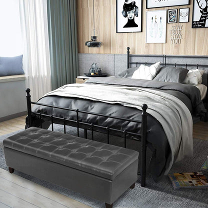 Joveco Storage Ottoman Bench, Tufted Leather 51 Inch Storage Bench for End of Bed Bedroom Living