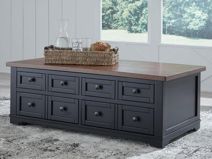 Signature Design by Ashley Wildenauer Farmhouse 2-Drawer Lift-Top Coffee Table with 2 Storage Bins