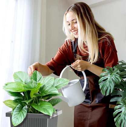 FENCY Set of 2 Tall Planters for Outdoor Plants, 24 Inch Large Tapered Pots with Drainage Trays