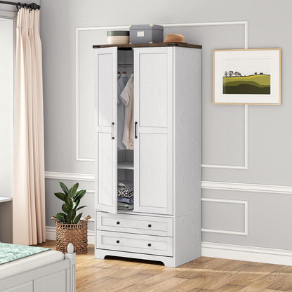 Brafab Armoire Wardrobe Closet with 2 Modern Doors, 71" Tall Freestanding Closet Wardrobe Cabinet