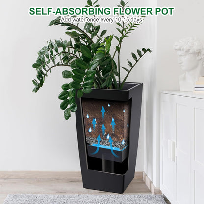 30" Tall Planters Set of 2, Outdoor＆Indoor Black Planter Pots, High Front Porch Planter Pots with