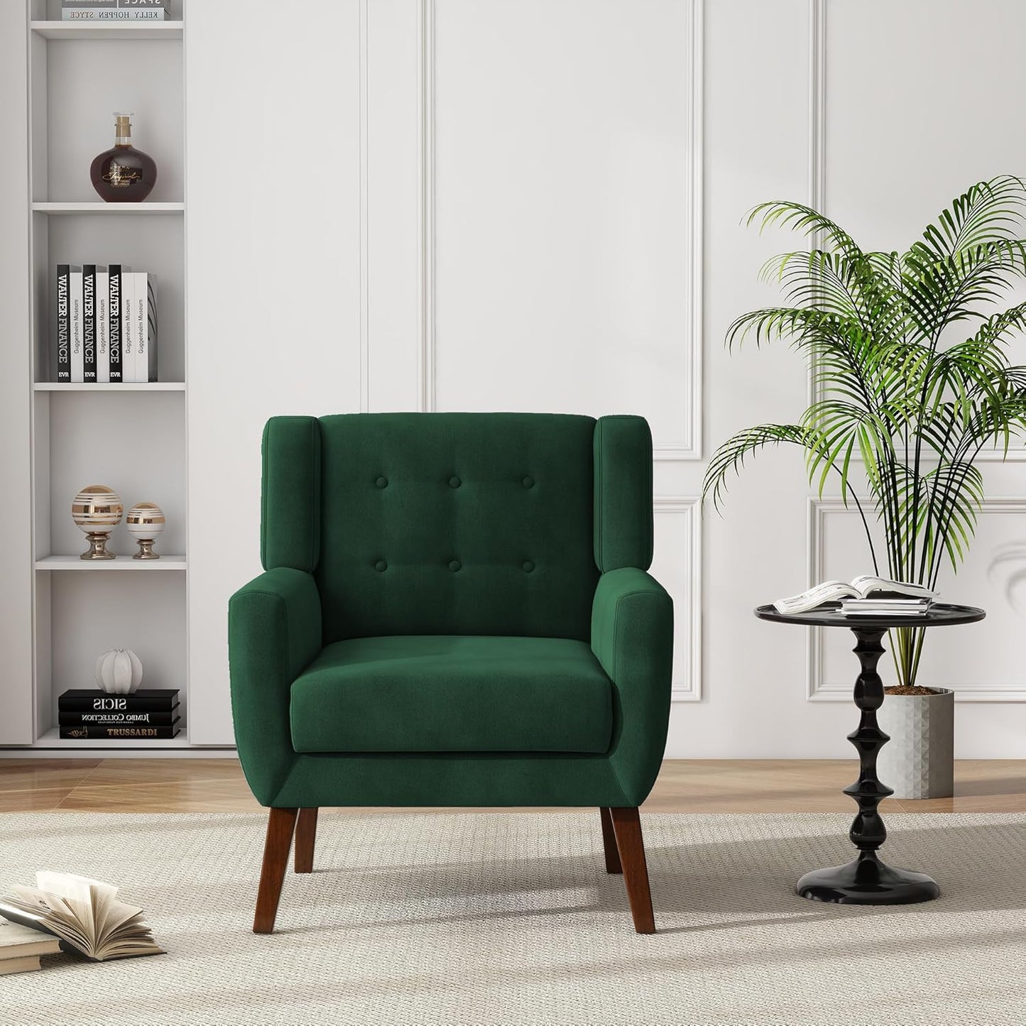 UIXE Accent Chair, Velvet Upholstered Armchair for Living Room, Modern Club Arm Chairs Comfy Single