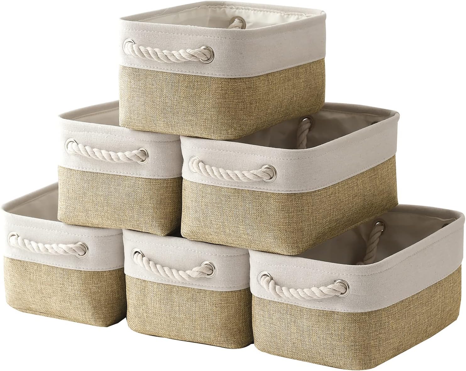 TheWarmHome Storage Basket for Shelves - 12x8x5.2 inch Small 6 Pack Collapsible Storage Bin for
