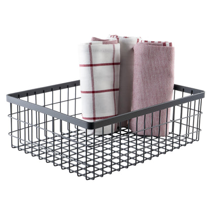 G.E.T. WB-1294-MG Rectangular Metal Storage Wire Basket for Pantry, Produce and More, 9" x 6" x 4"