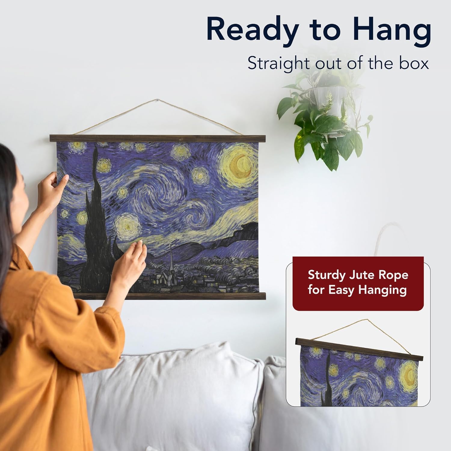 American Art Decor The Starry Night Over the Rhone Tapestry Wall Art by Vincent van Gogh