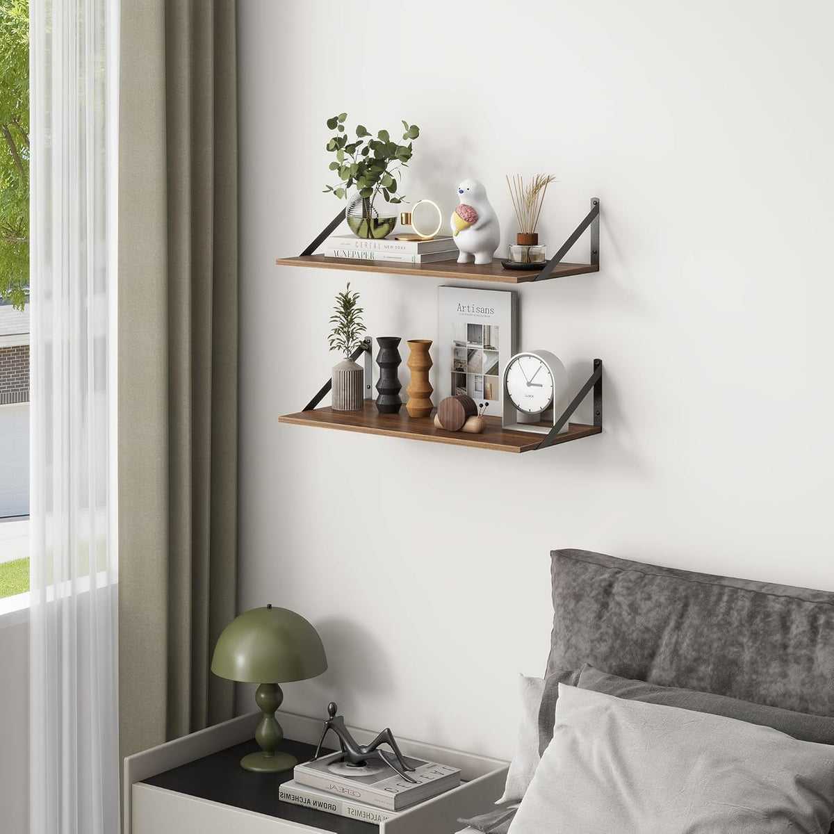 Deep Floating Shelves, 12 Inch Deep Floating Shelves for Wall, 24"W x 12"D Wall Shelves for Books