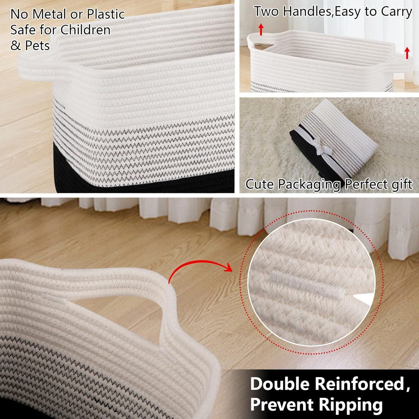 OIAHOMY Storage Basket, Woven Baskets for Storage, Cotton Rope Basket for toys,Towel Baskets for