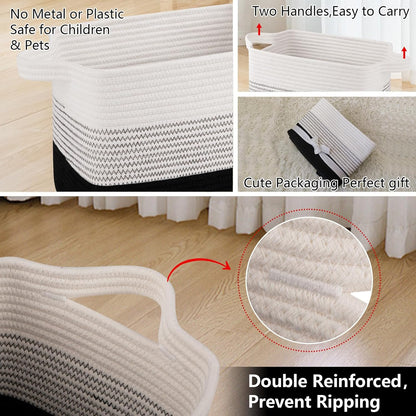 OIAHOMY Storage Basket, Woven Baskets for Storage, Cotton Rope Basket for toys,Towel Baskets for