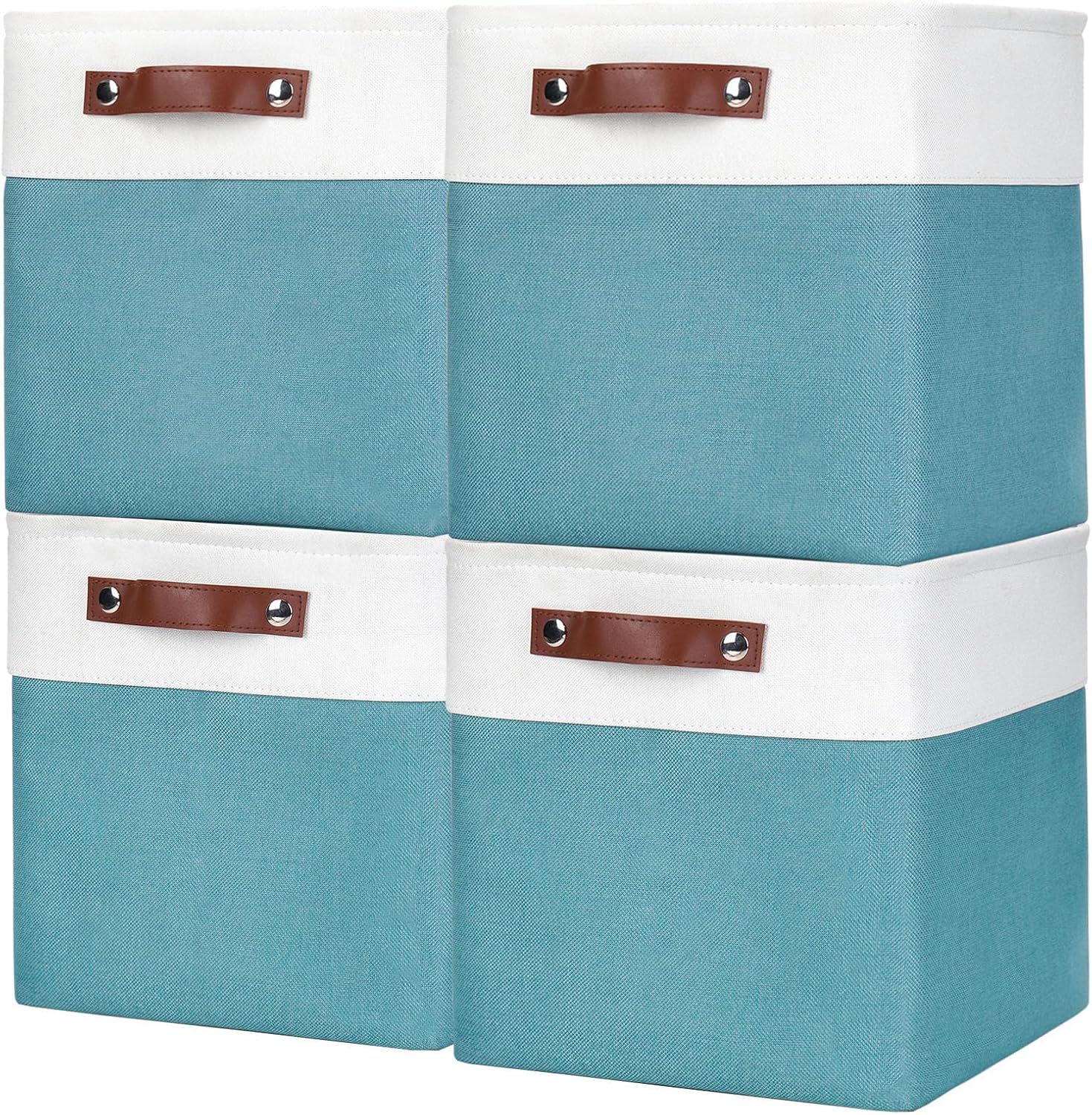 Collapsible Fabric Storage Cubes 11x11 Cube Storage Bins, 4 Pack Closet Baskets Box with Handles