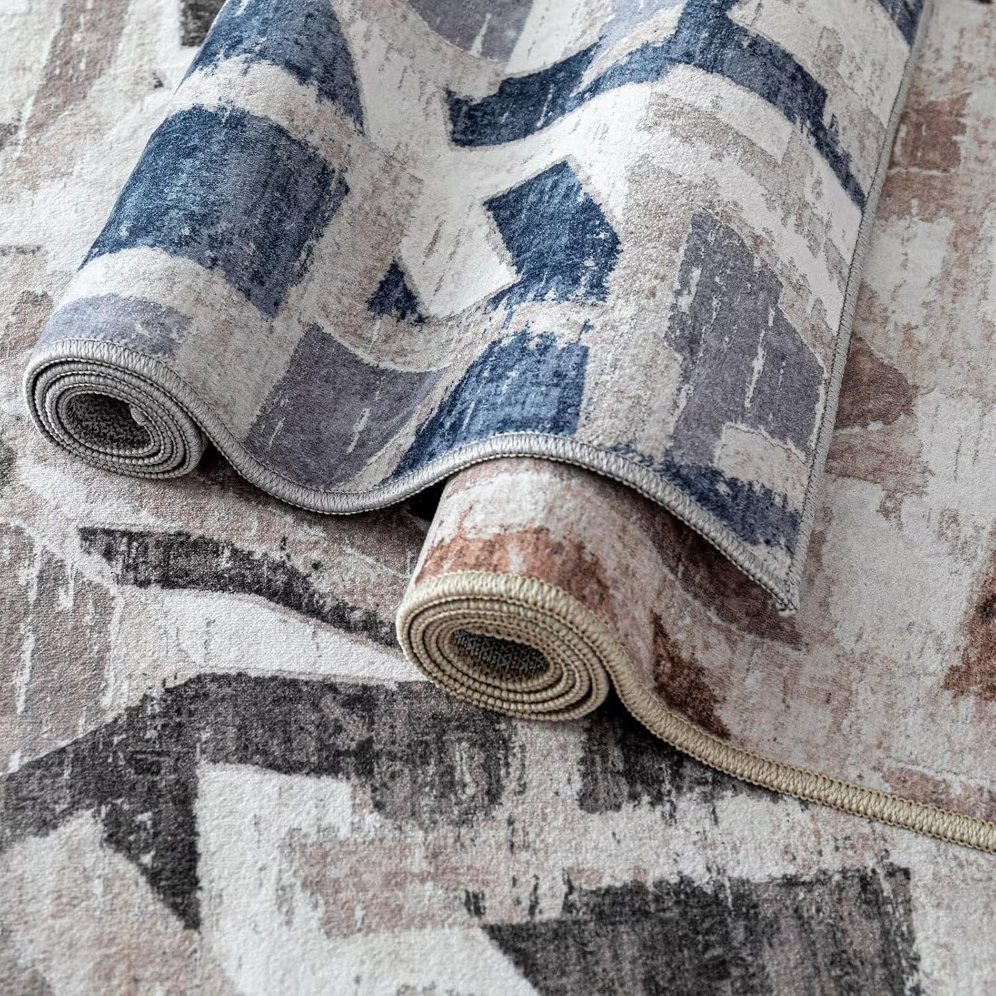 Modern Abstract Door Mat Indoor Entrance 2X3 Front Porch Area Rug Washable, Non-Slip Small Grey