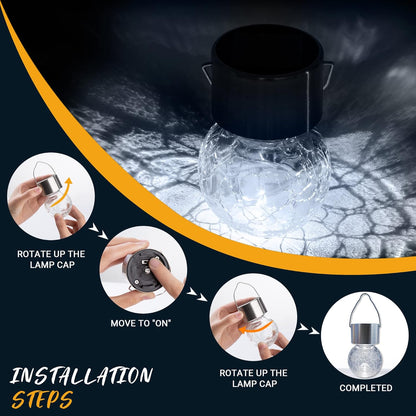 GIGALUMI 16 Pack Solar Outdoor Lights - Hanging Lights for Christmas Decoration - Cracked Glass