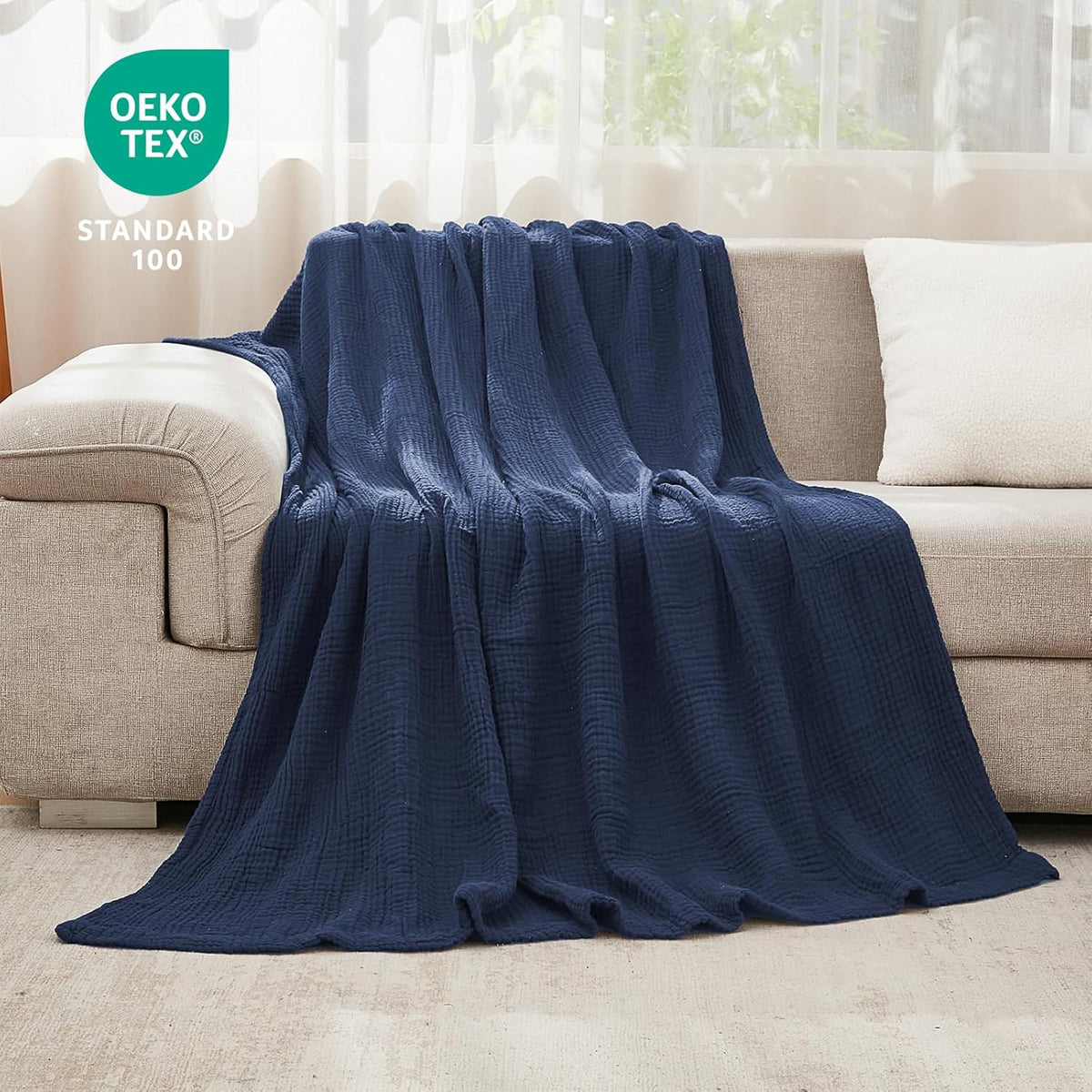 EMME Cotton Blanket Twin XL for Bed Soft Muslin Blankets 66"x90" Lightweight Breathable Layering