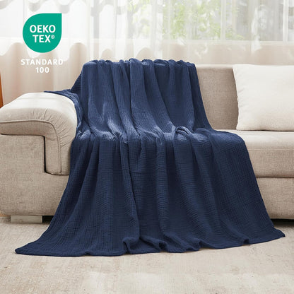 EMME Cotton Blanket Twin XL for Bed Soft Muslin Blankets 66"x90" Lightweight Breathable Layering