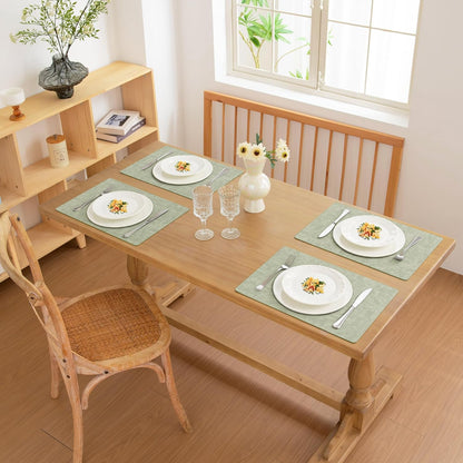 FROMHEART Faux Leather Placemats Set of 12–Waterproof,Heat/Oil Stain-Resistant PU Table