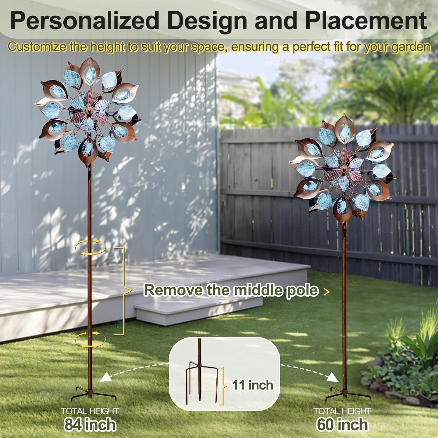 Wind Spinners Outdoor for Yard and Garden, Metal Large Wind Spinner & Sculptures 84 Inch, Garden