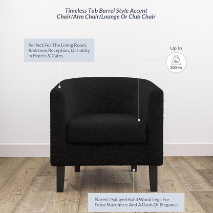 BELLEZE Living Room Chair, Teddy Polyester Accent Barrel Chair, Club Tub Sofa Chair for Bedroom