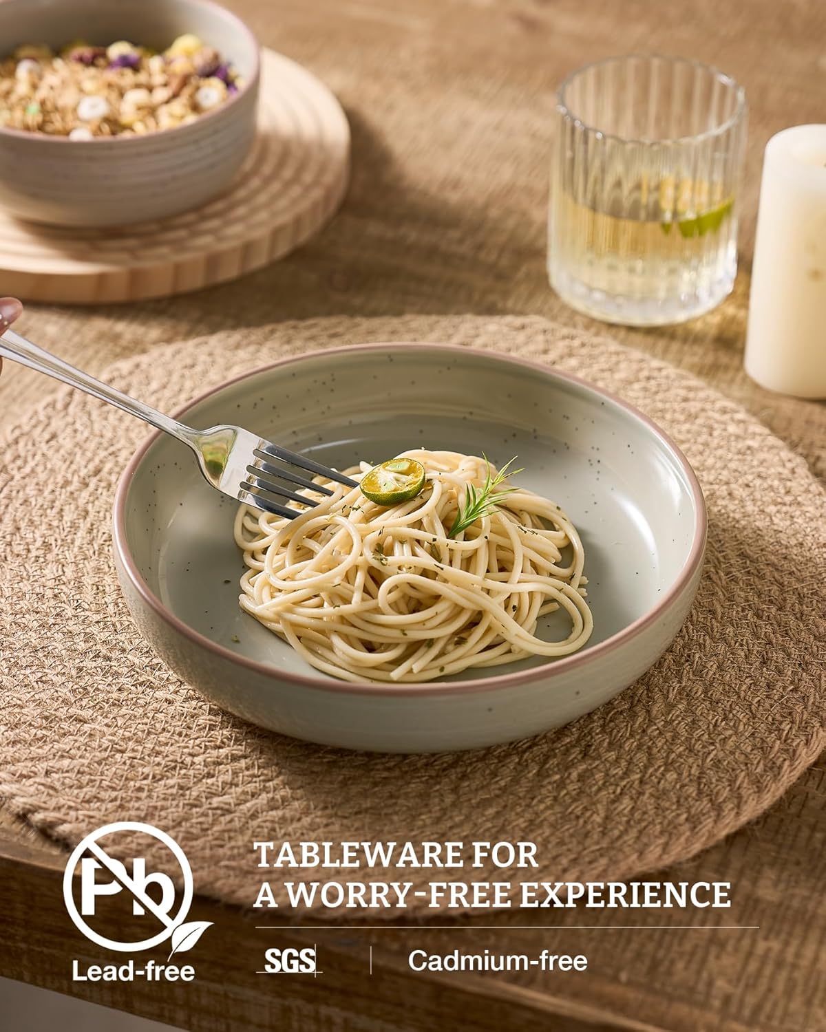 famiware Milkyway 33 oz Bowl Set, Pasta Bowls Set of 4, Salad Bowls, Double Reactive Glaze, Sturdy