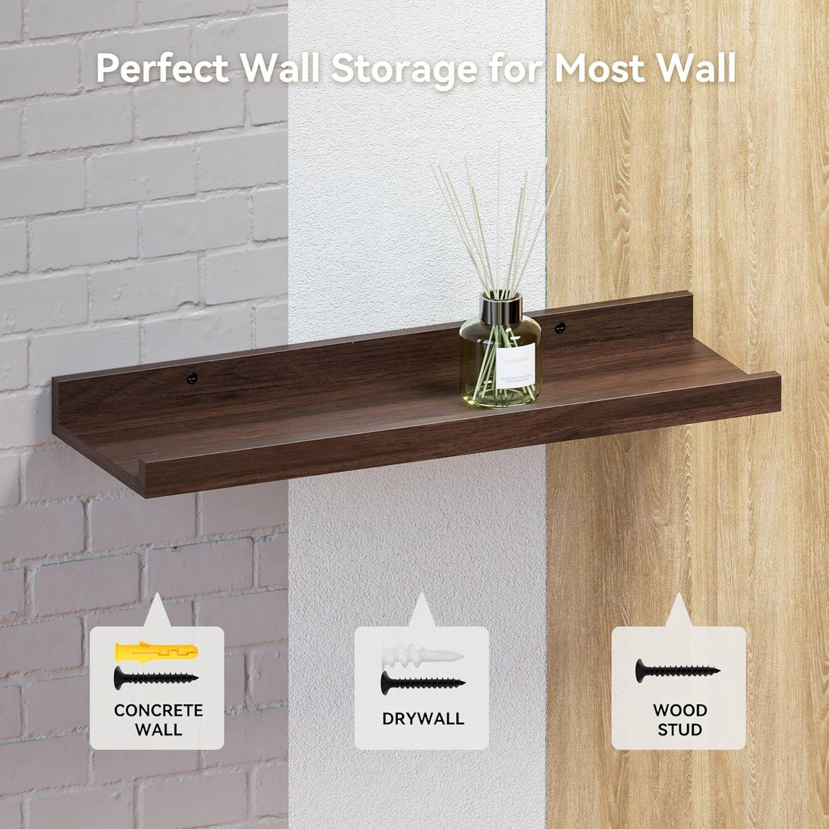 RICHER HOUSE 5 Set Floating Shelves for Wall Decor, Wall Mounted Book Shelf, Nursery Shelves