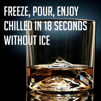 Mount Everest Heavy Crystal Whiskey Glasses Gift Set of 2, Thick Freezable Bourbon Glass 1lb Each
