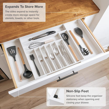 Premium Silverware, Flatware and Utensil Organizer for Kitchen Drawers, Food-Safe Contract Grade