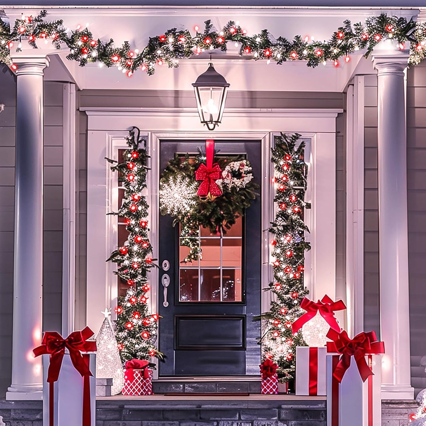 JMEXSUSS Connectable Red and White Christmas Lights, 8 Modes 100 LED Twinkle String Lights Indoor
