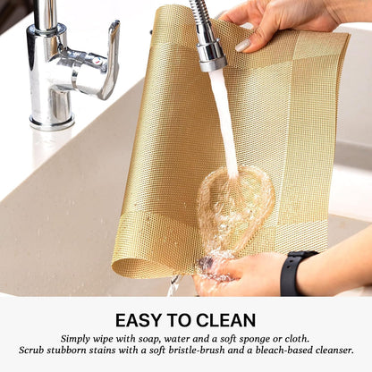 LEXMORE PlaceMats Set of 12 Vinyl/Plastic Woven Place Mats for Kitchen Table Indoor/Outdoor