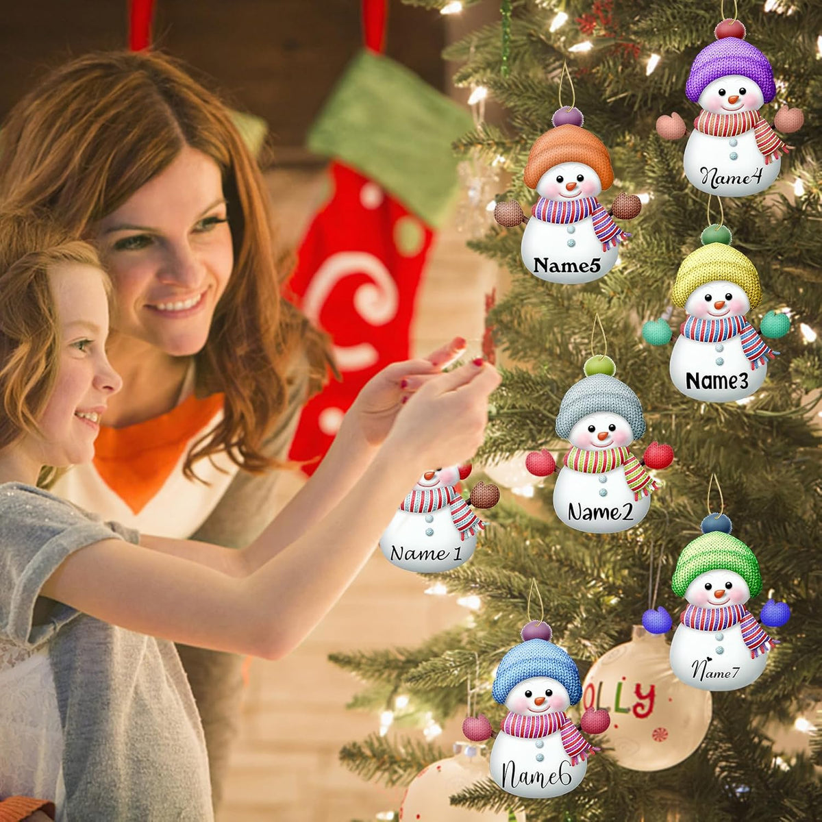 Personalized Christmas Ornaments with Names Snowman Custom Family Ornament Customized Xmas Tree