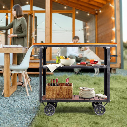 Diwhy Industrial 3 Tier Rolling Utility Storage Cart Wine Beverage, Metal Wine Rack with Wheels