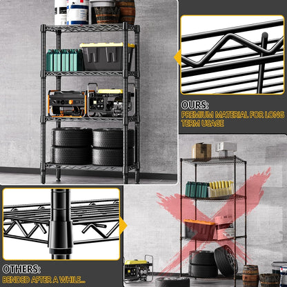 1000 lbs 4 Tier Shelf Metal Storage Shelves Wire Rack Closet Organizers for Garage Kitchen Bathroom